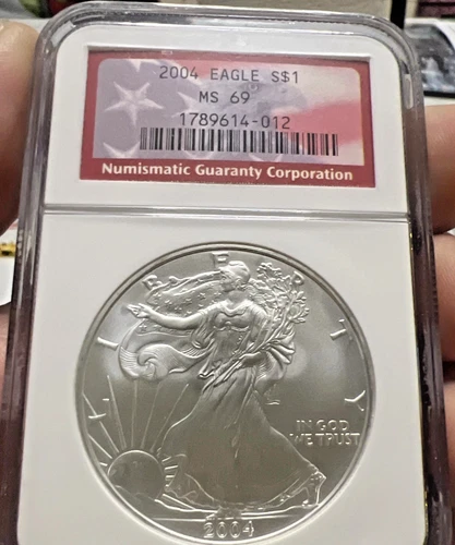 2004 American Silver Eagle S$1 ASE NGC MS69 MS-69 Older Holder RARE!! NICE!!