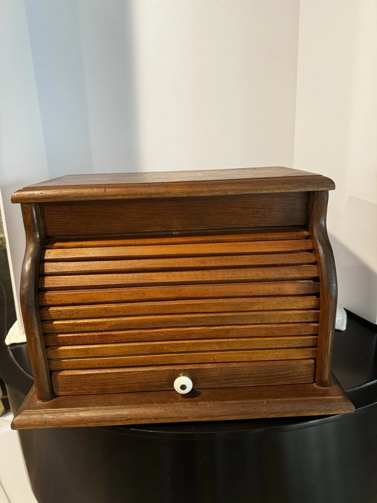 Vintage Large Wooden Bread Box With Rolling Lid
Opens in a new window or tab