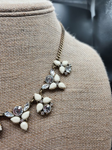 Collana J Crew Collana Strass Crema 18 pollici dichiarazione - Foto 4 di 6