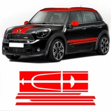 Red Decal Sticker Stripe Kit For Mini Countryman Cooper S Hood Side Trunk JCW