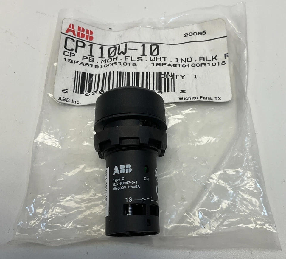 ABB CP110W-10 Non-Illuminated White Pushbutton Switch 230V  - Image 2 of 4