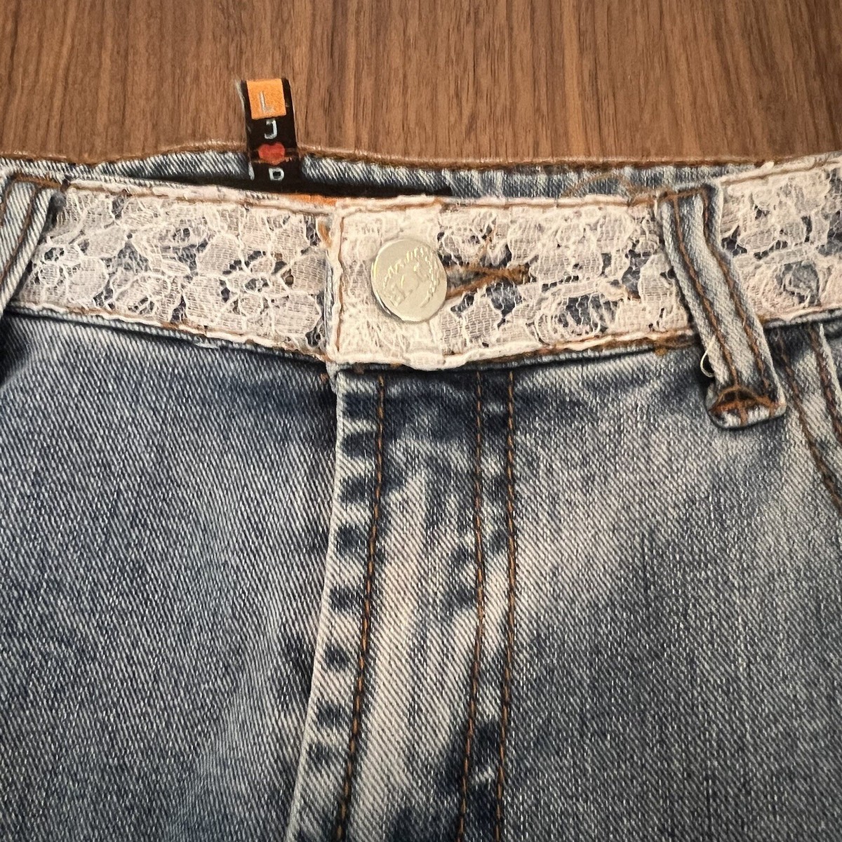 Denim And Lace Skirt Midi Denim Skirt With Floral Lace