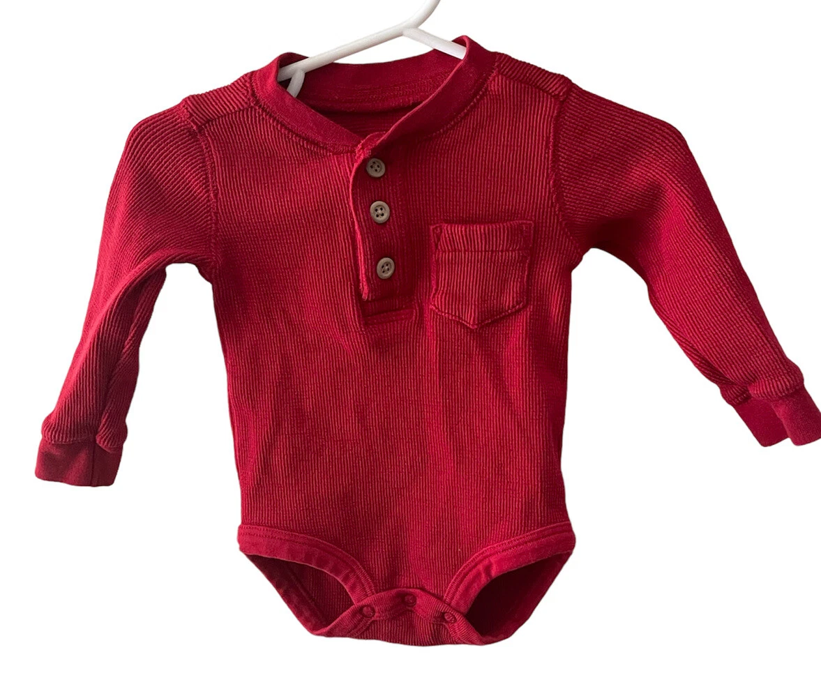 Planet Cotton Baby Thermal Long Sleeved Pocket Button Bodysuit One