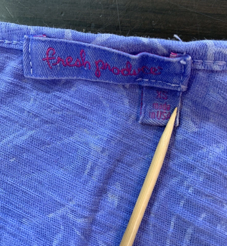 Fresh Produce Top Women’s XS Cotton 3/4 Sleeve Layered Blue Tropical Beachy Prep - Image 4 of 4