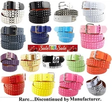 New 3Rows Metal Pyramid Studded Leather Belt Unisex Men Women Punk Rock Goth Emo