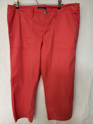 Bandolino Tanya Utility Capri Pants Women's Size 10 Coral Solid Pockets 
