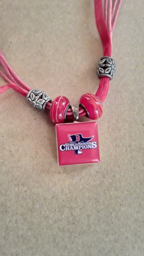 BOSTON RED SOX 2013 WORLD SERIES CHAMP LIFETILES 19" BEAD RIBBON+TWINE NECKLACE - Image 2 of 4