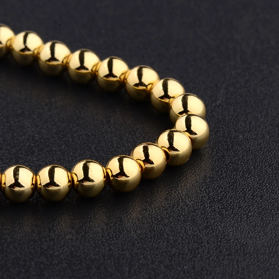 Moda Elegante Pulsera Oro Colores 4mm Cuentas de Cobre Metal Lujo Dije Joyería Foto 4 de 4