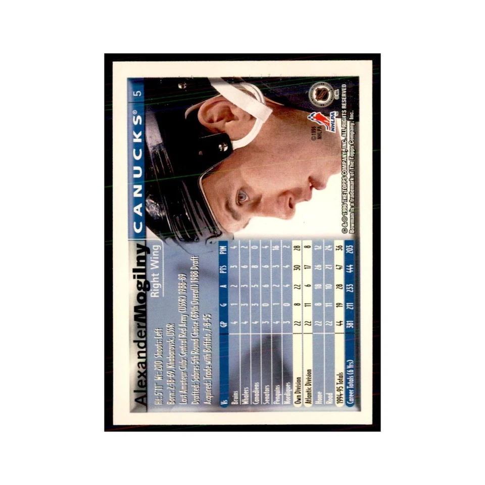 1995 Bowman Alexander Mogilny Vancouver Canucks #5 - Image 2 of 3