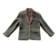 Giesswein Women's Green Wool Long Sleeve Collared Button Front Jacket Size 34