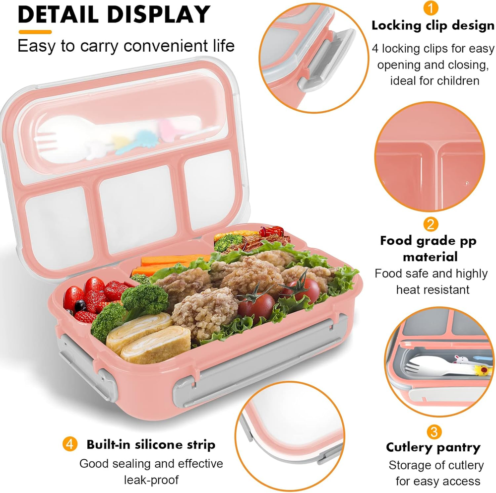 1300ML Bento Box with 4 Compartments for Kids and Adults – Insulated Lunch Box