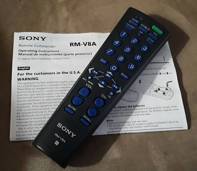 SONY RM-V8A Universal Multi-Function 3-Device Remote Control  With Manual 