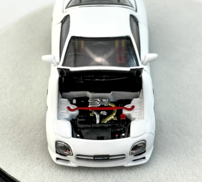PGM 1:64 White JDM RX-7 FD3S Round Racing Sports Model Diecast