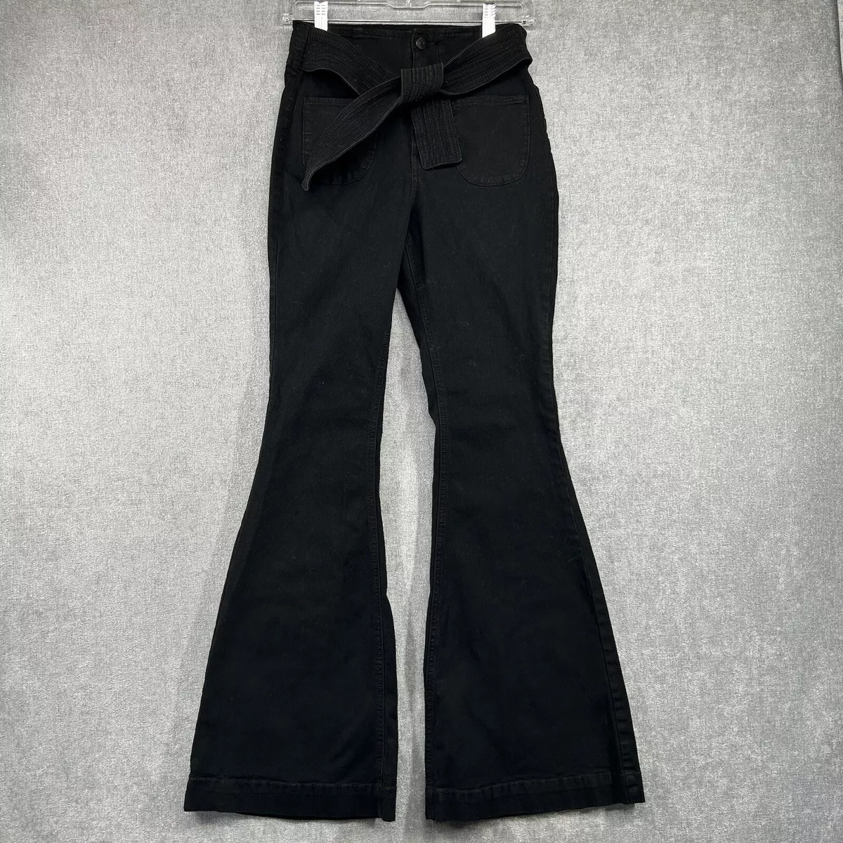 BDG FLARE BELL BOTTOM TIE WAIST BLACK JEANS WOMENS SIZE 27
