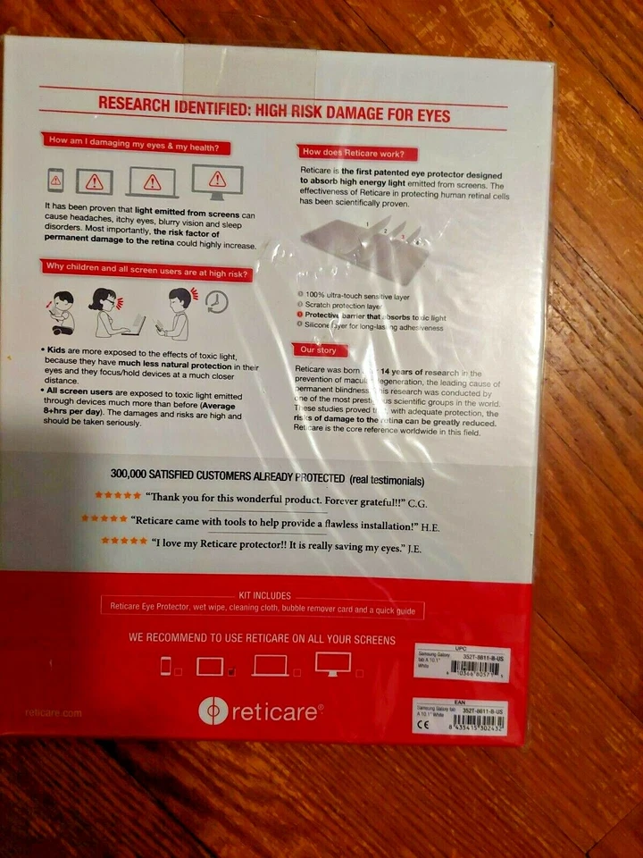 Reticare Screen Protector for Samsung Galaxy Tab A 10.1' Tab 4 10.1" & Lenovo - Image 2 of 2