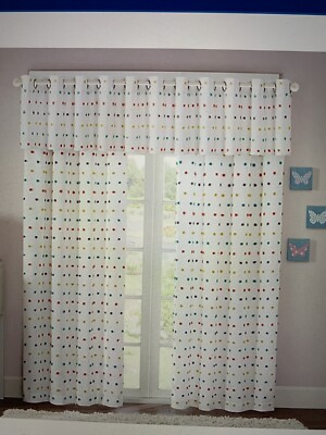 REGENCY HEIGHTS GROMMET WINDOW PANEL 63'' CHLOE POM POM, *NEW*