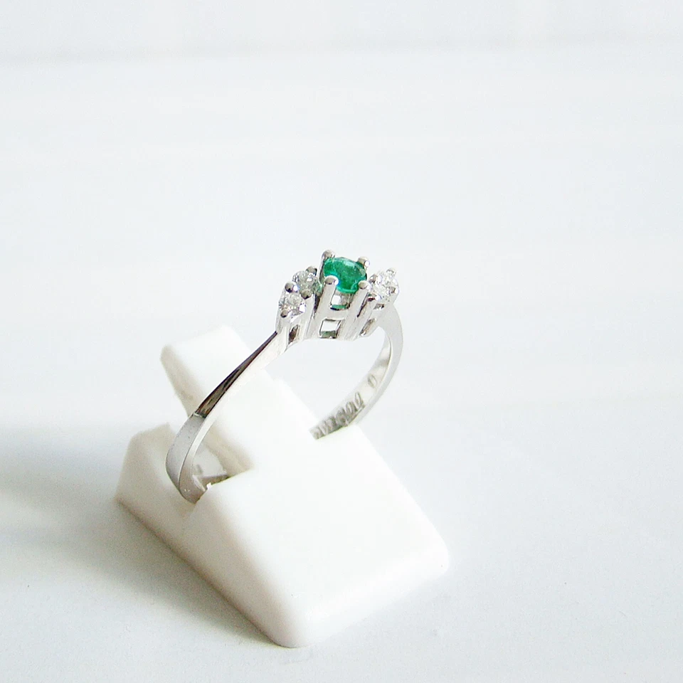 Ring Weißgold Smaragd Brillanten Diamant Edelstein 585er / 14 kt. - Bild 2 von 4