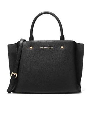Michael Kors Arielle Medium Satchel Pebble Leder Crossbody Handtasche Schwarz
