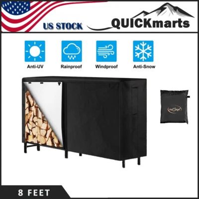 8 Feet Firewood Log Rack Cover Heavy Duty Outdoor Waterproof Dust Sun Protector - Image 1 of 4
