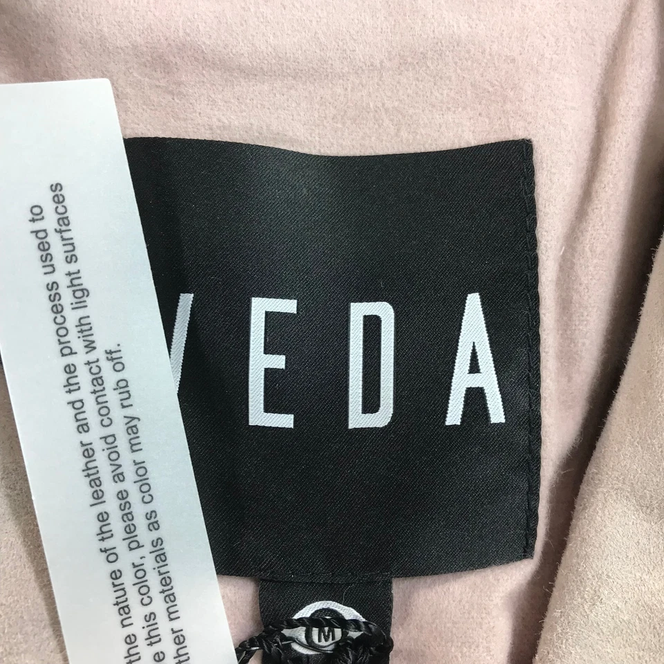 Chaqueta de Cuero Veda Mujer Mediana Clásica Cuero Moto Chaqueta Rosa Cabra Gamuza M Foto 3 de 4