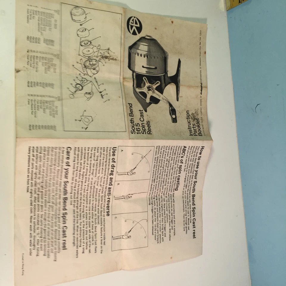 Carrete de pesca fundido giratorio South Bend Tackle 165 de colección manual del propietario Foto 4 de 4
