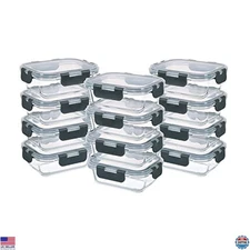 24-Piece Airtight Glass Food Storage Containers Set, 1.5 Cup, Microwave Safe,