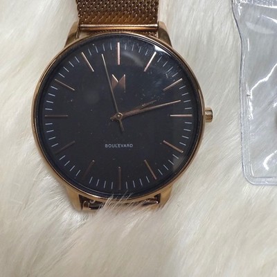 MVMT Boulevard Rose Gold Mesh Band Black Face Women display picture 3