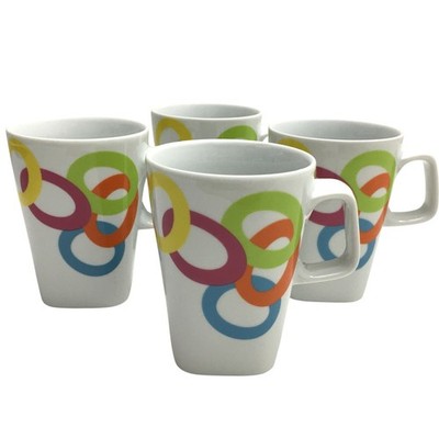 Lot of 4 Abstract Circles Coffee Mugs Maveko by Kahla Retro Mid Century Modern