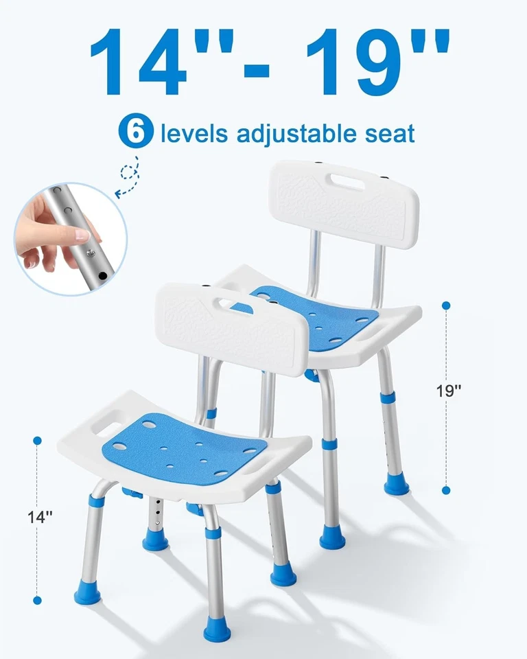 Душевое кресло для внутреннего душа со съемной спинкой для пожилых людей и инвалидов - Изображение 4 из 4