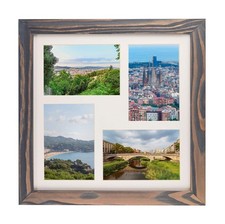Rustic Solid Wood Square Collage Photo Frame 12x12 inch   Display Four 4 4x...