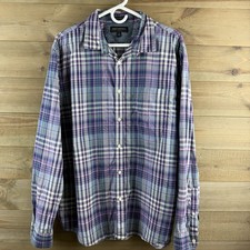 Banana Republic Mens Shirt Untucked Fit Long Sleeve Button Up Plaid Preppy XL