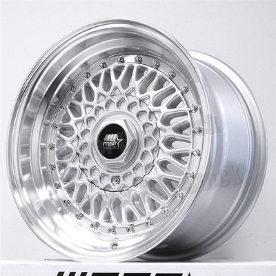 MST MT-13 16x8 4x100 4x114.3 +20 SILVER MESH MACHINE LIP RIVET SPORT WHEELS SET