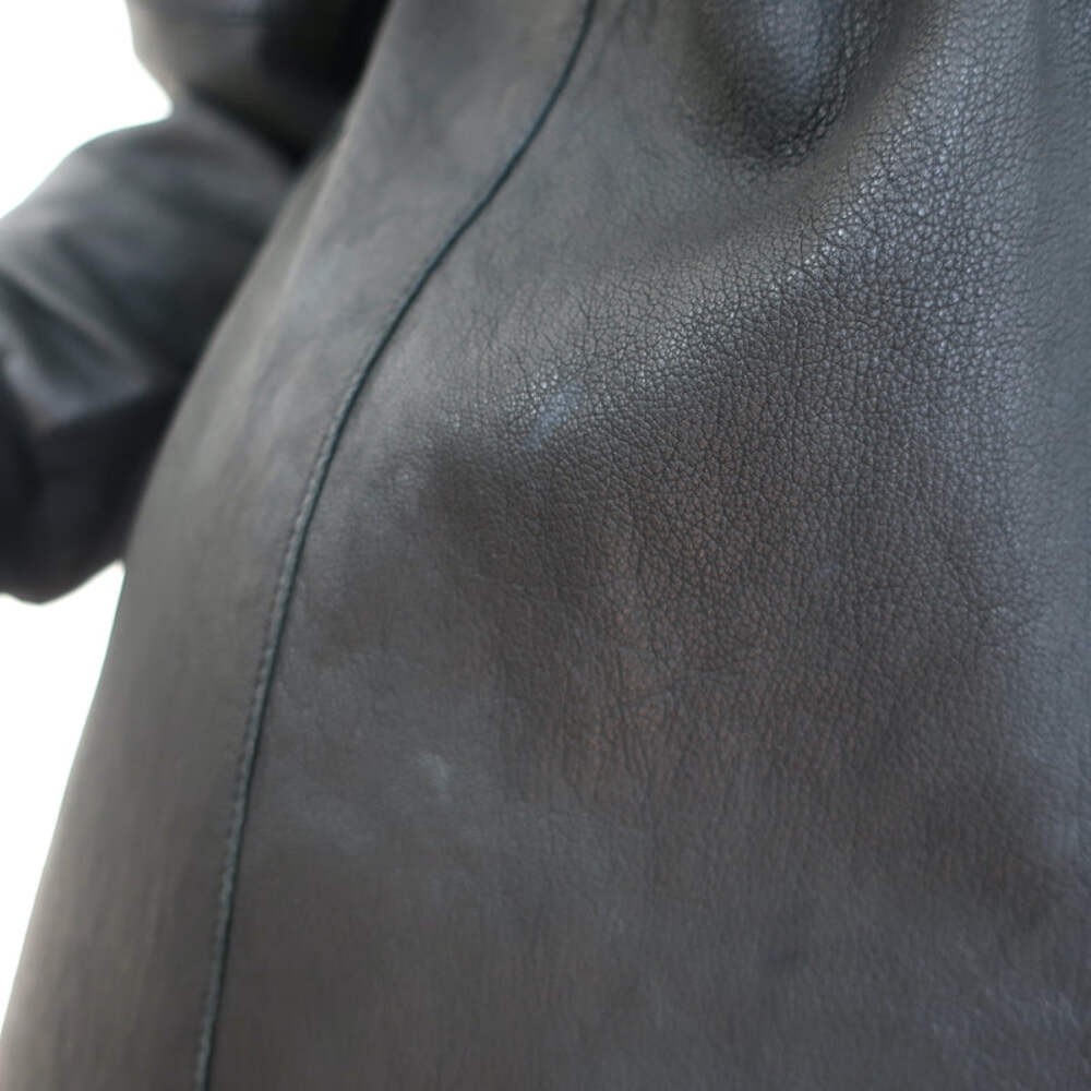 Brogden Leather Button-Front Jacket Black Stretch… - image 4