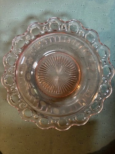 PINK DEPRESSION GLASS Bowl Open Lace Edge Old Colony Anchor Hocking 1930's