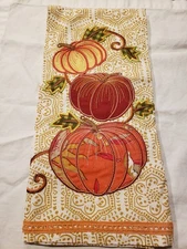 ARTISTIC ACCENTS DISH TOWEL EMBROIDERED PUMPKINS LACE EDGE NEW