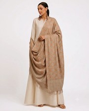 Sanskriti Vintage Hand Embroidery Woolen Brown Shawl Long Stole Warm Indian Wrap