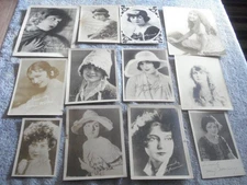 VINTAGE LOT OF 12 SIGNED B&W PUBLICITY PHOTOS OF SILENT FILM/MOVIE ACTRESSES