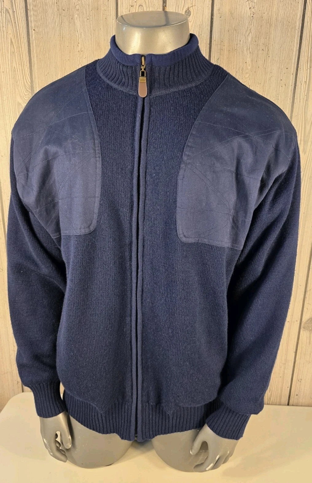 Orvis Pure Wool Bomber Jacket Men 2XL Navy Knit Stretch Hunting Shooting Fishing