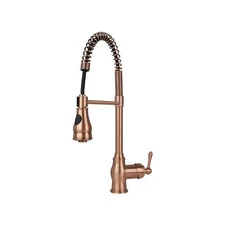 One-Handle Pre-Rinse Pull-Down Spring Copper Kitchen Faucet - Including 5Year...