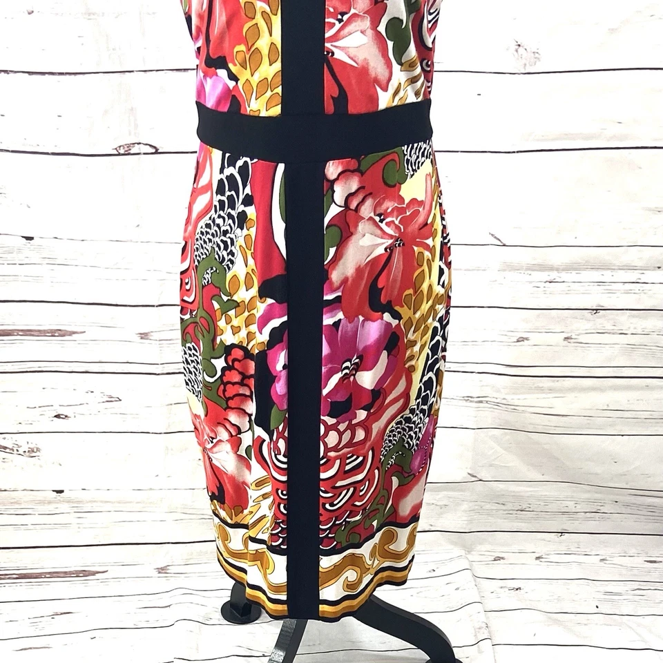 Vestido Joseph Ribkoff para mujer 10 rojo/rosa funda sin mangas floral Foto 3 de 4