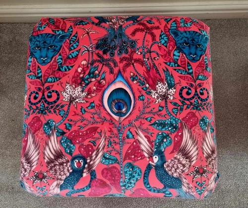Emma J Shipley Orla Kiely Fabric Storage Footstool Pouffe Footstall Extinct Blue - Picture 31 of 148