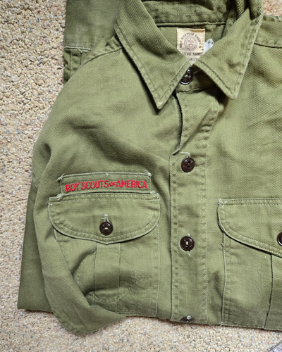Vintage Boy Scouts BSA Green Official Uniform Shirt