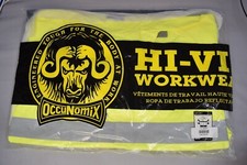 OCCUNOMIX LUX-TJR HI-VIZ Rain Jacket w/Hood, Class 3, Type R, Black/Yellow, XL