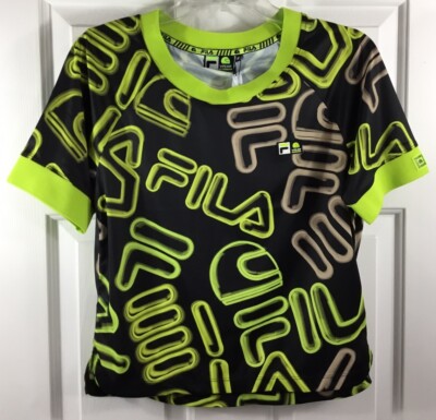 FILA VR46 Riders Academy AOP Cropped T-Shirt Women's Medium Black