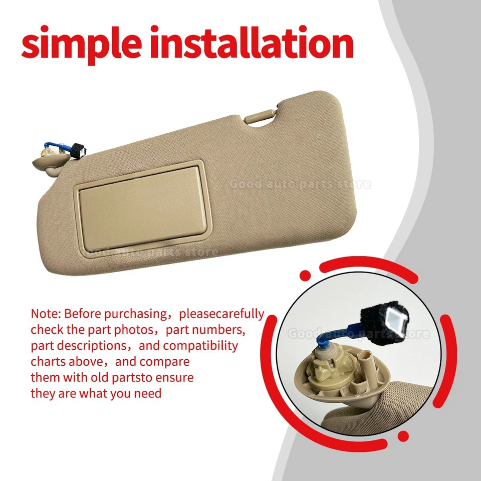 Parasol delantero izquierdo beige del lado del conductor para Honda CR-V 2017-2022 con luz espejo Foto 3 de 4