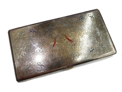 cartier cigarette case vintage Cartier Silverplate and Enamel Cigarette Case