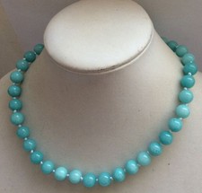 AAA 10mm Natural Blue Amazonite Gemstone Round Beads Necklaces 18"