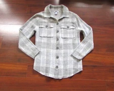 WILLIAM RAST ~ Sz Medium ~ Gray Check Plaid SOFT & FUZZY Buttonned Shirt c3