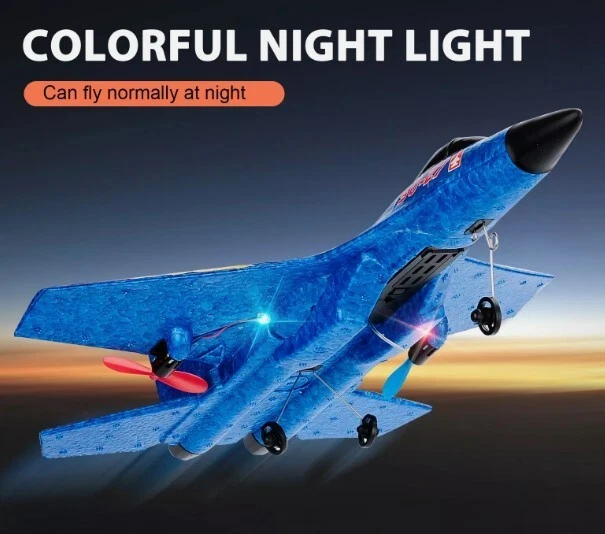 NEW! HW33 RC Plane 2.4G 2CH Remote Control Glider With LED Lights Airplane Toys - Image 2 of 2