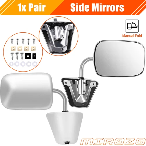 1 Pair Left Right Chrome Manual Side View Mirrors For 1973-1986 Chevy GMC Truck